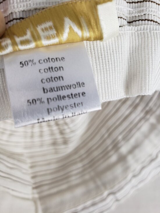 Grevi Floppy Bucket Hat Ivory Neutral Stripe Poly Cotton Packable Cloche Italy S